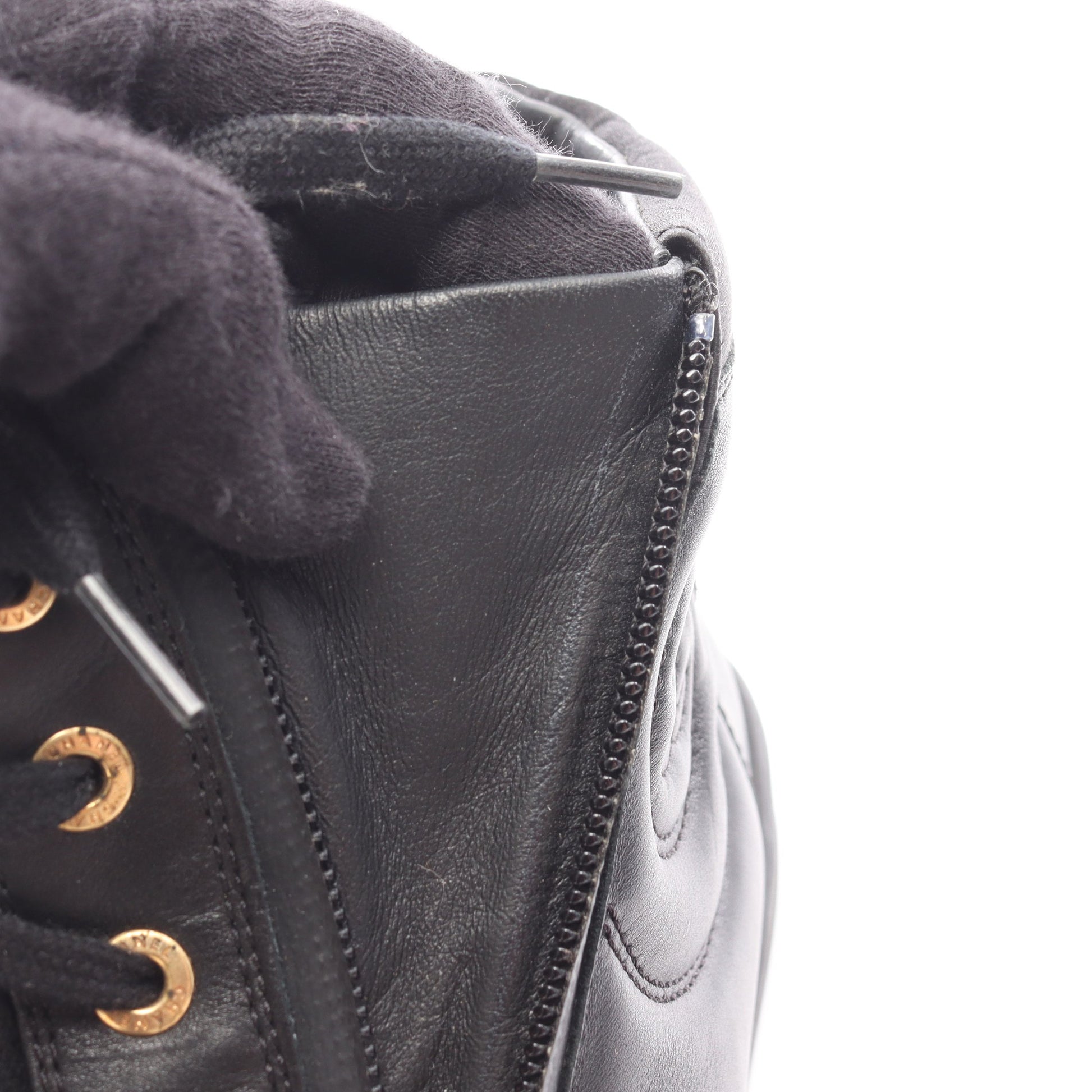 ハイカットスニーカー チェーン レザー ブラック シャネル シューズ CHANEL