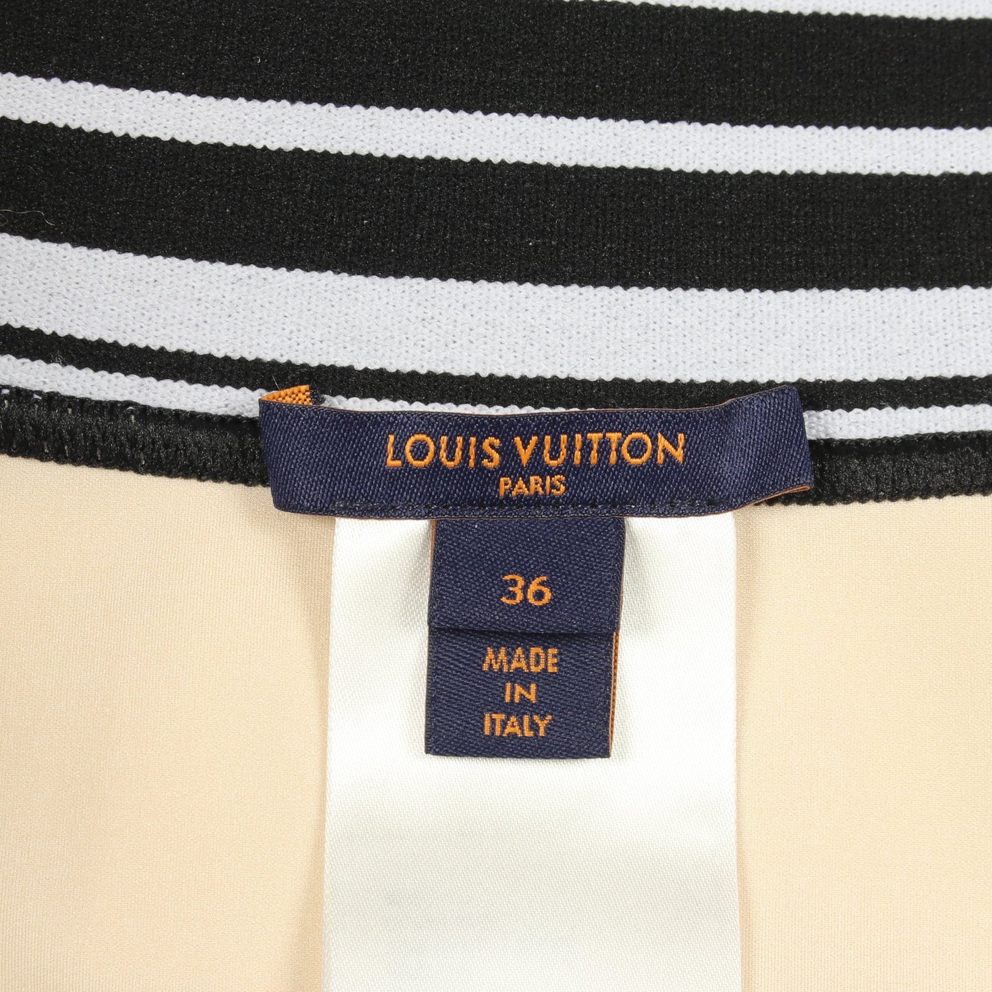 LVストライプ ペンシル スカート ナイロン アイボリー ブラック ルイヴィトン ボトムス LOUIS VUITTON