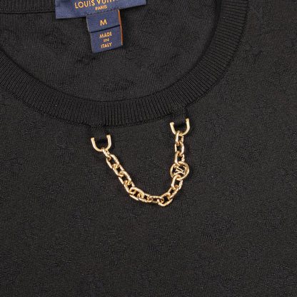 モノグラム チェーン付き ニット シルク ナイロン ブラック レッド ルイヴィトン トップス LOUIS VUITTON