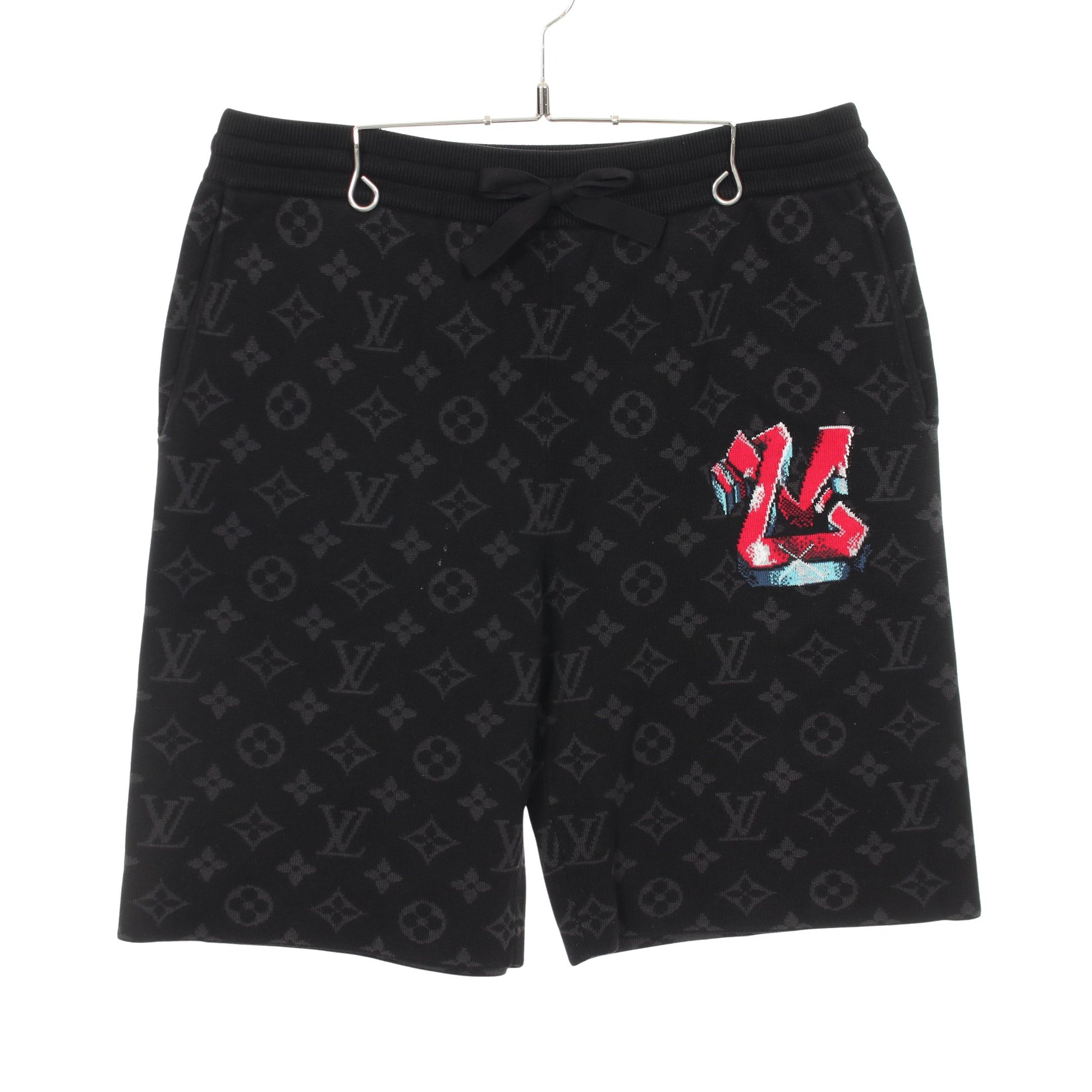 LVグラフィティ モノグラムショーツ ショート スウェットパンツ コットン ブラック ルイヴィトン ボトムス LOUIS VUITTON