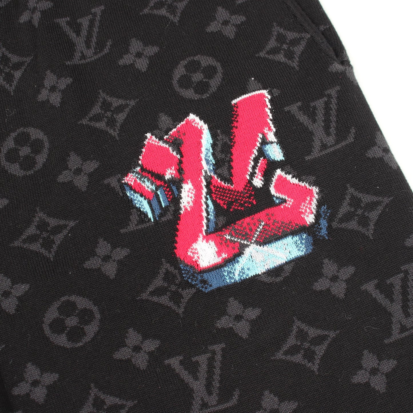 LVグラフィティ モノグラムショーツ ショート スウェットパンツ コットン ブラック ルイヴィトン ボトムス LOUIS VUITTON