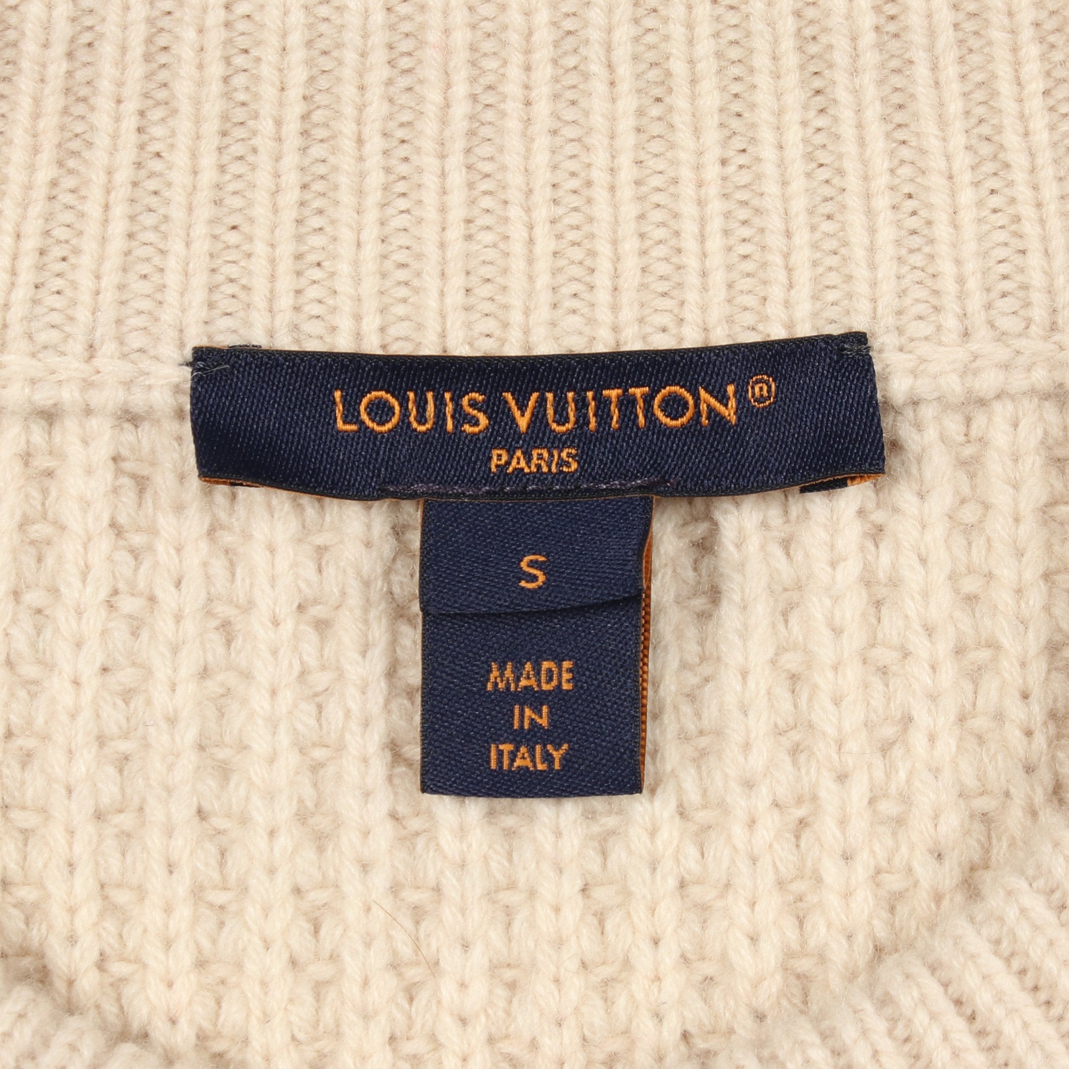 ルイ・ヴィトン LOUIS VUITTON チェーン付き クルーネック ニット 衣料品 トップス ウール カシミヤ レディース アイボリー系 RW232WB DWF FPKL80 【中古】 LOUIS VUITTON - ルイ・ヴィトン LOUIS VUITTON チェーン付き クルー