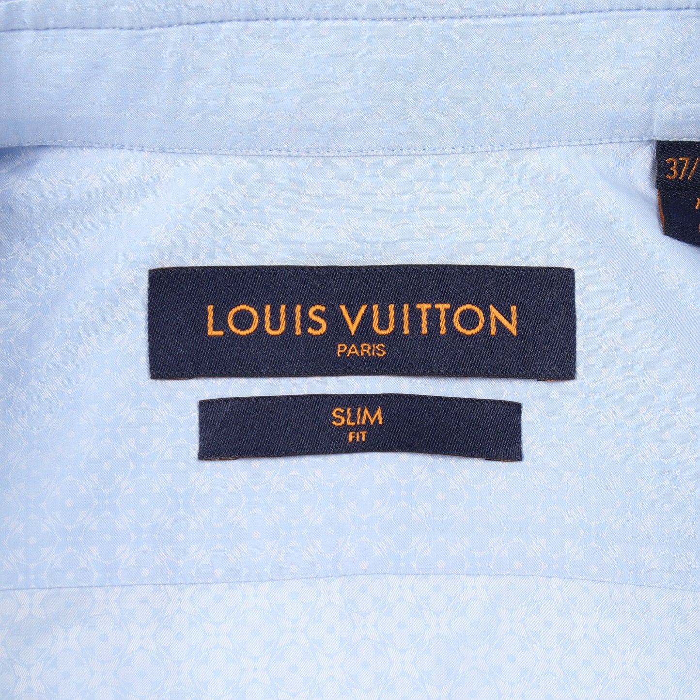モノグラムフラワー スリムフィット 長袖 シャツ コットン ライトブルー ルイヴィトン トップス LOUIS VUITTON