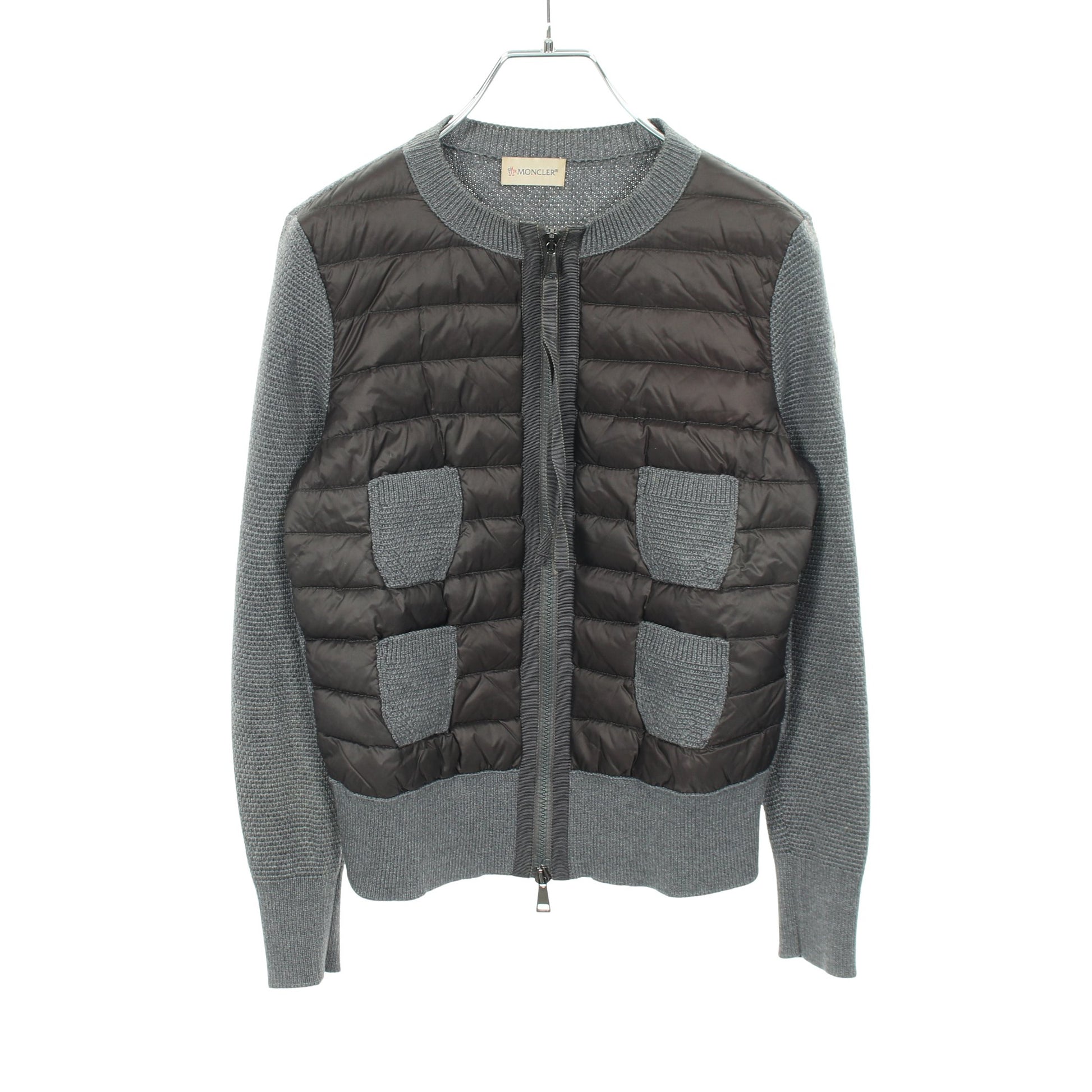 ニット切替 ダウンジャケット ナイロン ウール グレー モンクレール アウター MONCLER