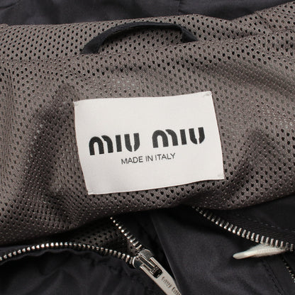 テクニカルシルクジップブルゾン マウンテンパーカー ネイビー グレー ミュウミュウ アウター miu miu