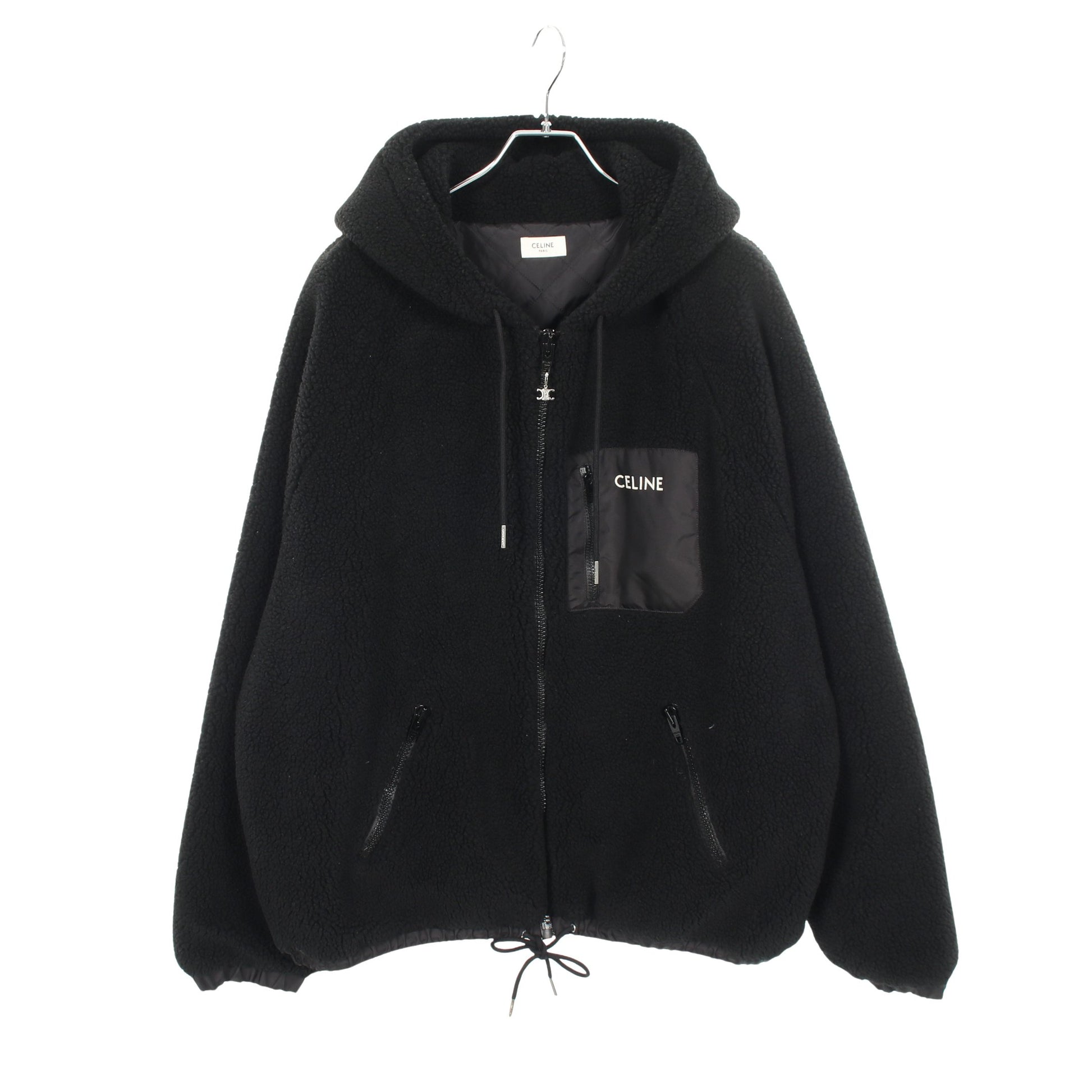 フード付き ボア ジャケット ブラック セリーヌ アウター CELINE