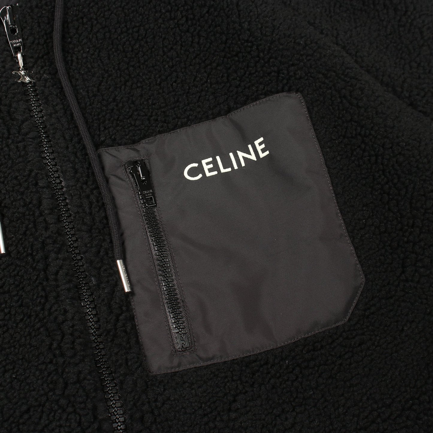 フード付き ボア ジャケット ブラック セリーヌ アウター CELINE