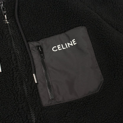 フード付き ボア ジャケット ブラック セリーヌ アウター CELINE