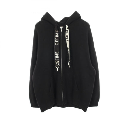 ロゴ ニット ジップアップパーカー ウール カシミヤ ブラック セリーヌ トップス CELINE