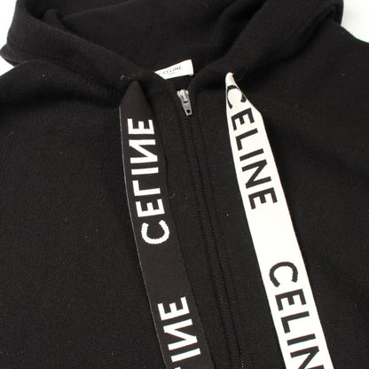 ロゴ ニット ジップアップパーカー ウール カシミヤ ブラック セリーヌ トップス CELINE