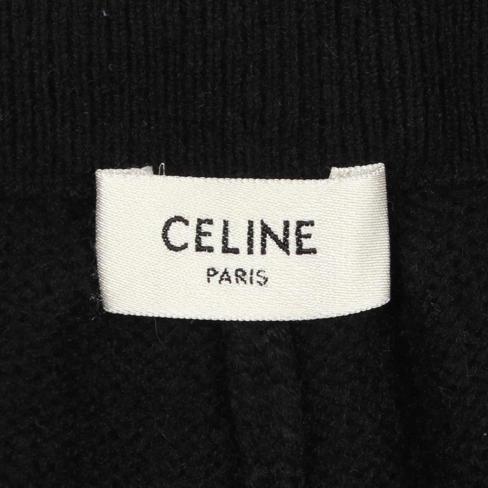 ロゴ ニット スウェットパンツ ウール カシミヤ ブラック セリーヌ ボトムス CELINE