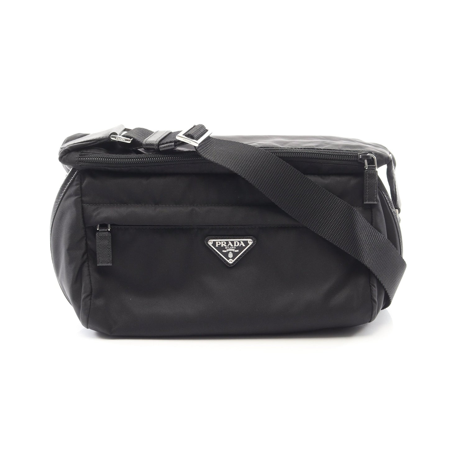Re-Nylon ショルダーバッグ ナイロン サフィアーノレザー ブラック プラダ バッグ PRADA