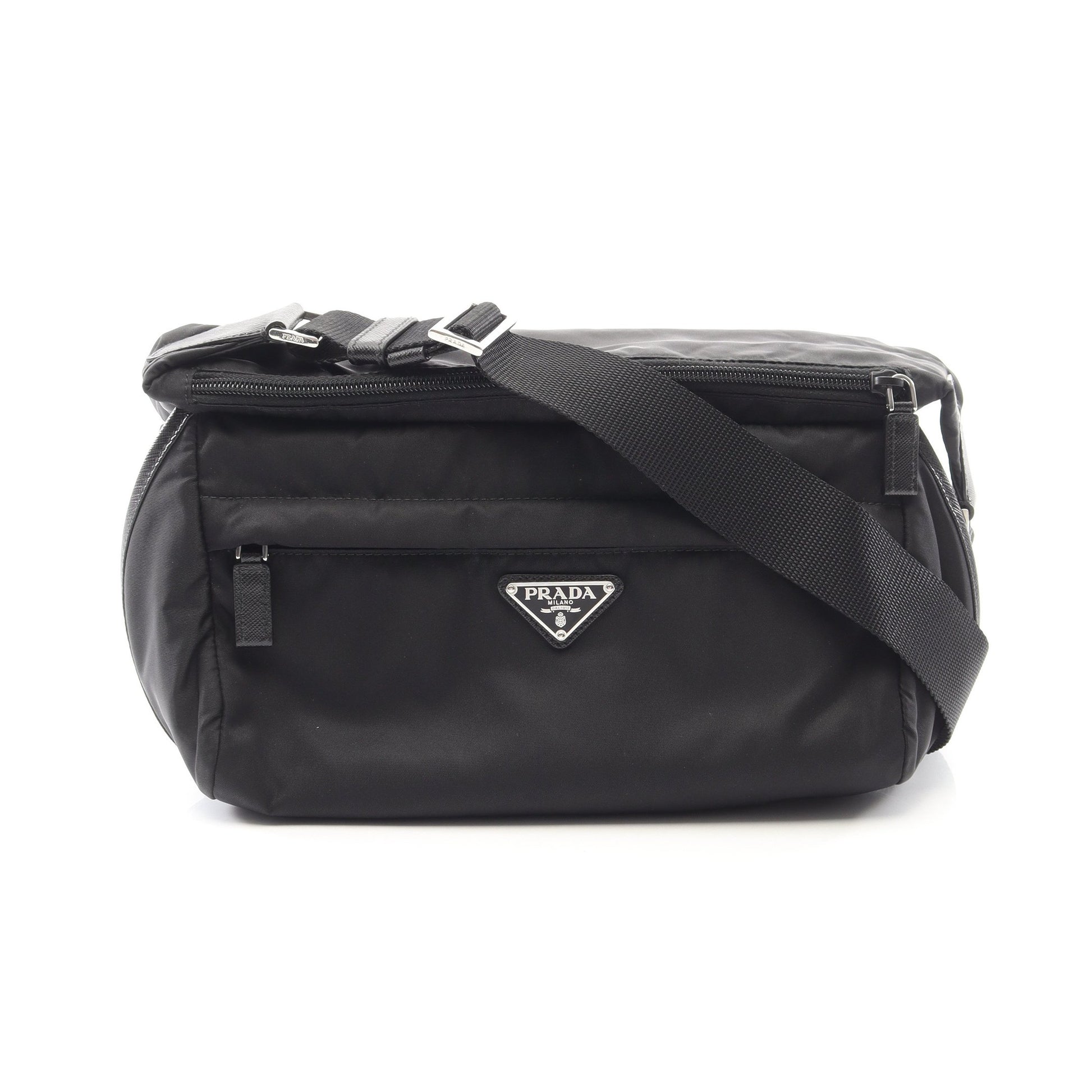 Re-Nylon ショルダーバッグ ナイロン サフィアーノレザー ブラック プラダ バッグ PRADA