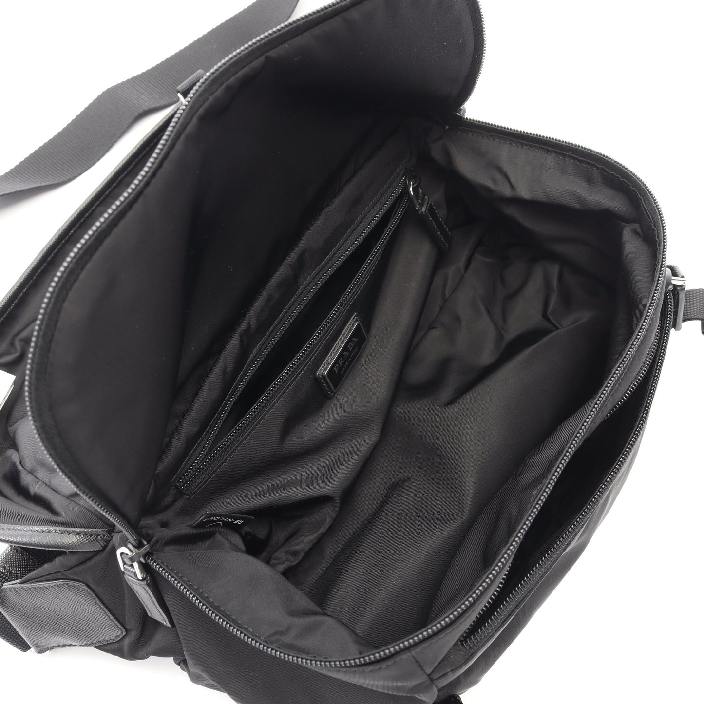Re-Nylon ショルダーバッグ ナイロン サフィアーノレザー ブラック プラダ バッグ PRADA