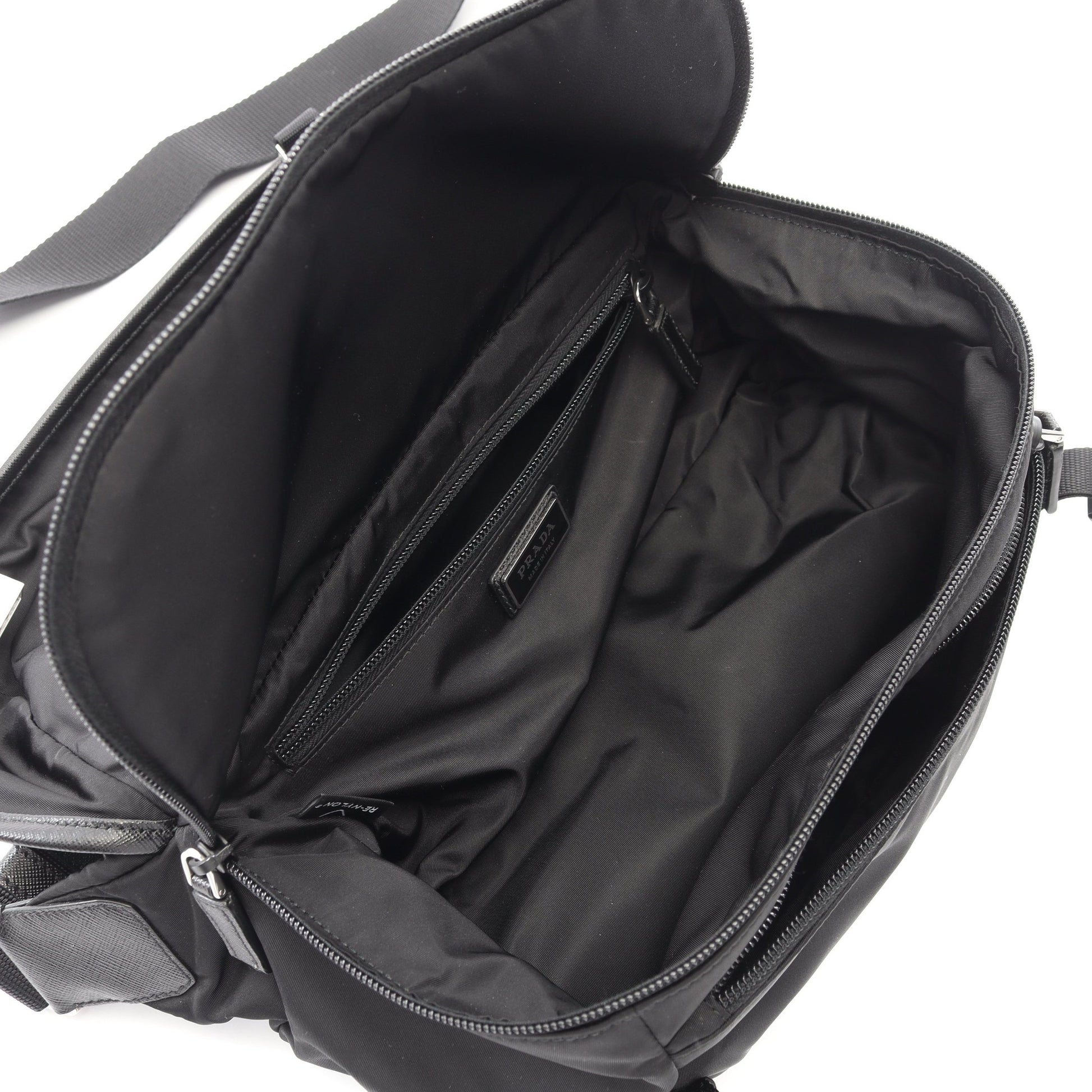 Re-Nylon ショルダーバッグ ナイロン サフィアーノレザー ブラック プラダ バッグ PRADA