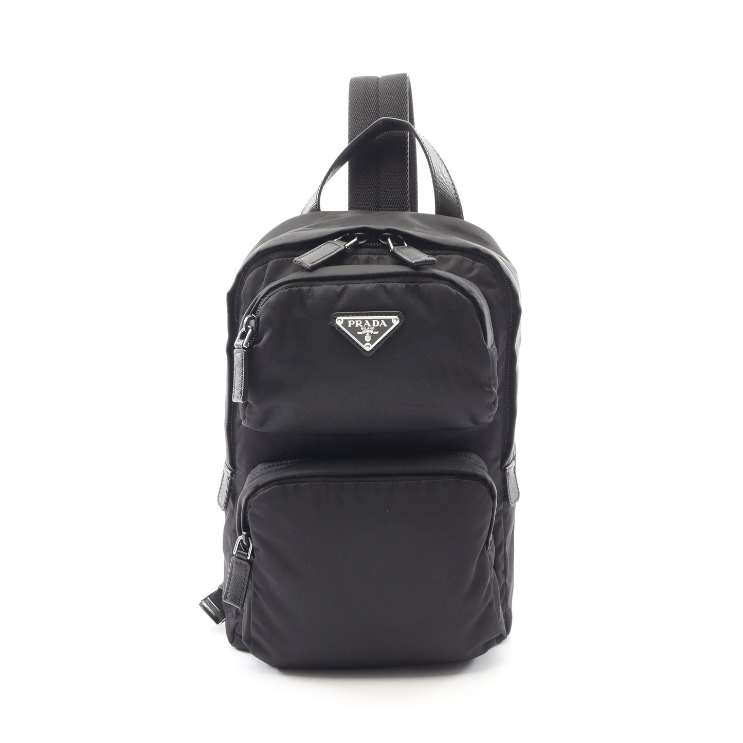 Re-Nylon ボディバッグ ナイロン サフィアーノレザー ブラック プラダ バッグ PRADA