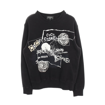 グラフィティロゴ カメリア スパンコール スウェットシャツ コットン ブラック ホワイト シャネル トップス CHANEL
