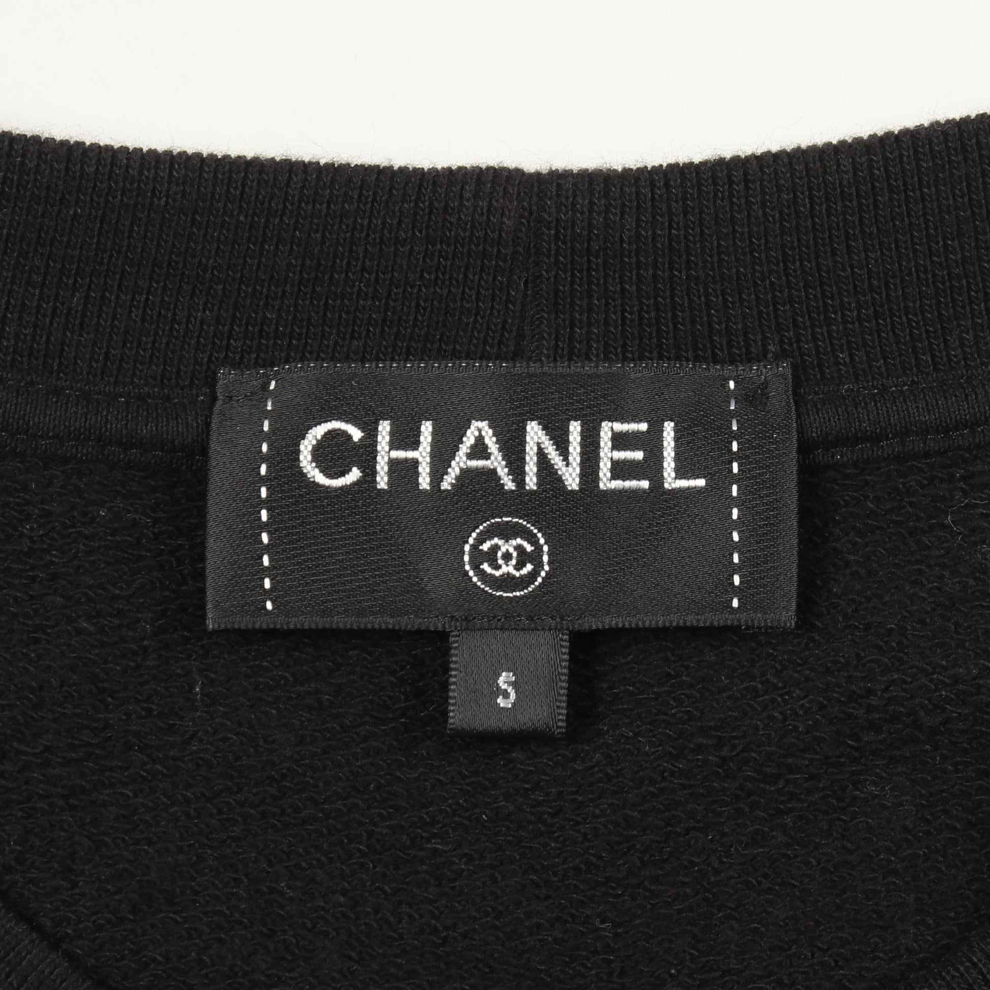 グラフィティロゴ カメリア スパンコール スウェットシャツ コットン ブラック ホワイト シャネル トップス CHANEL