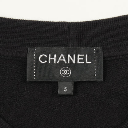 グラフィティロゴ カメリア スパンコール スウェットシャツ コットン ブラック ホワイト シャネル トップス CHANEL