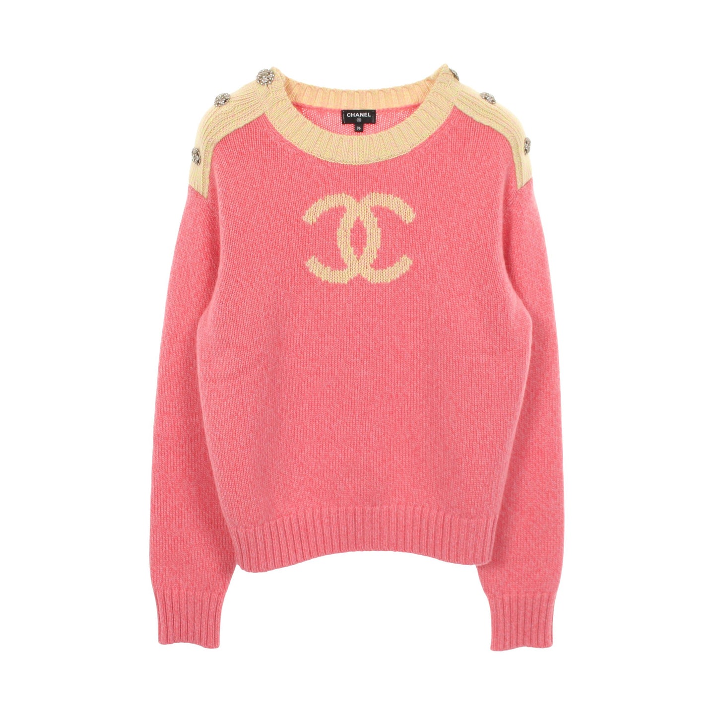 ココマーク クルーネック ニット カシミヤ ピンク イエロー シャネル トップス CHANEL