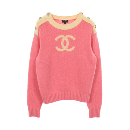 ココマーク クルーネック ニット カシミヤ ピンク イエロー シャネル トップス CHANEL