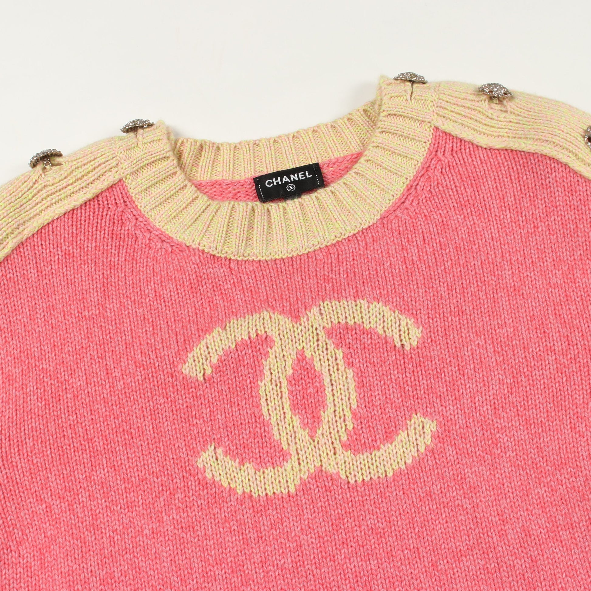 ココマーク クルーネック ニット カシミヤ ピンク イエロー シャネル トップス CHANEL