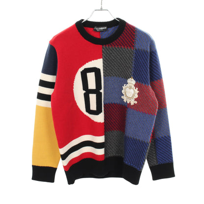 ドッキング クルーネック ニット ウール カシミヤ マルチカラー ドルチェアンドガッバーナ トップス DOLCE&GABBANA