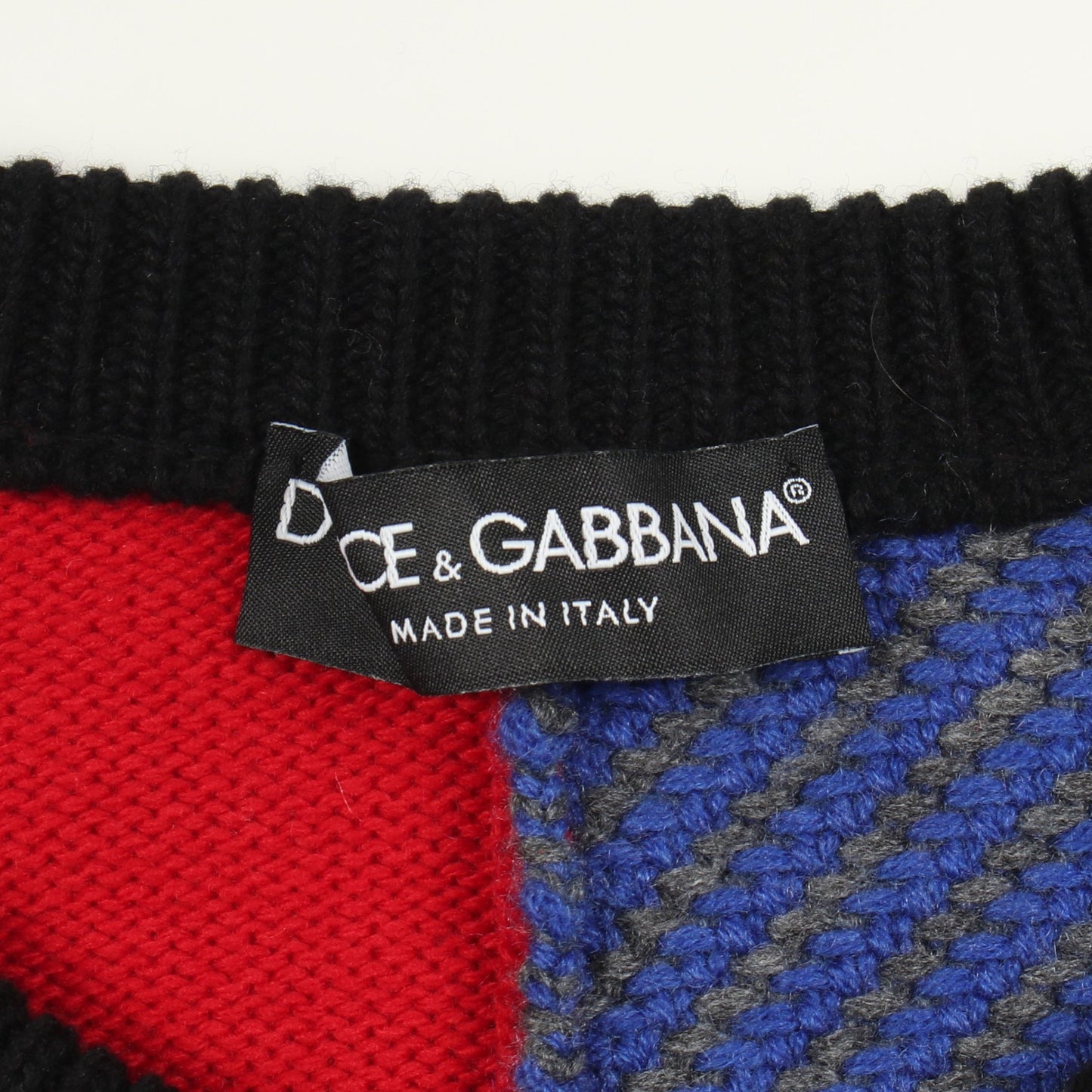 ドッキング クルーネック ニット ウール カシミヤ マルチカラー ドルチェアンドガッバーナ トップス DOLCE&GABBANA