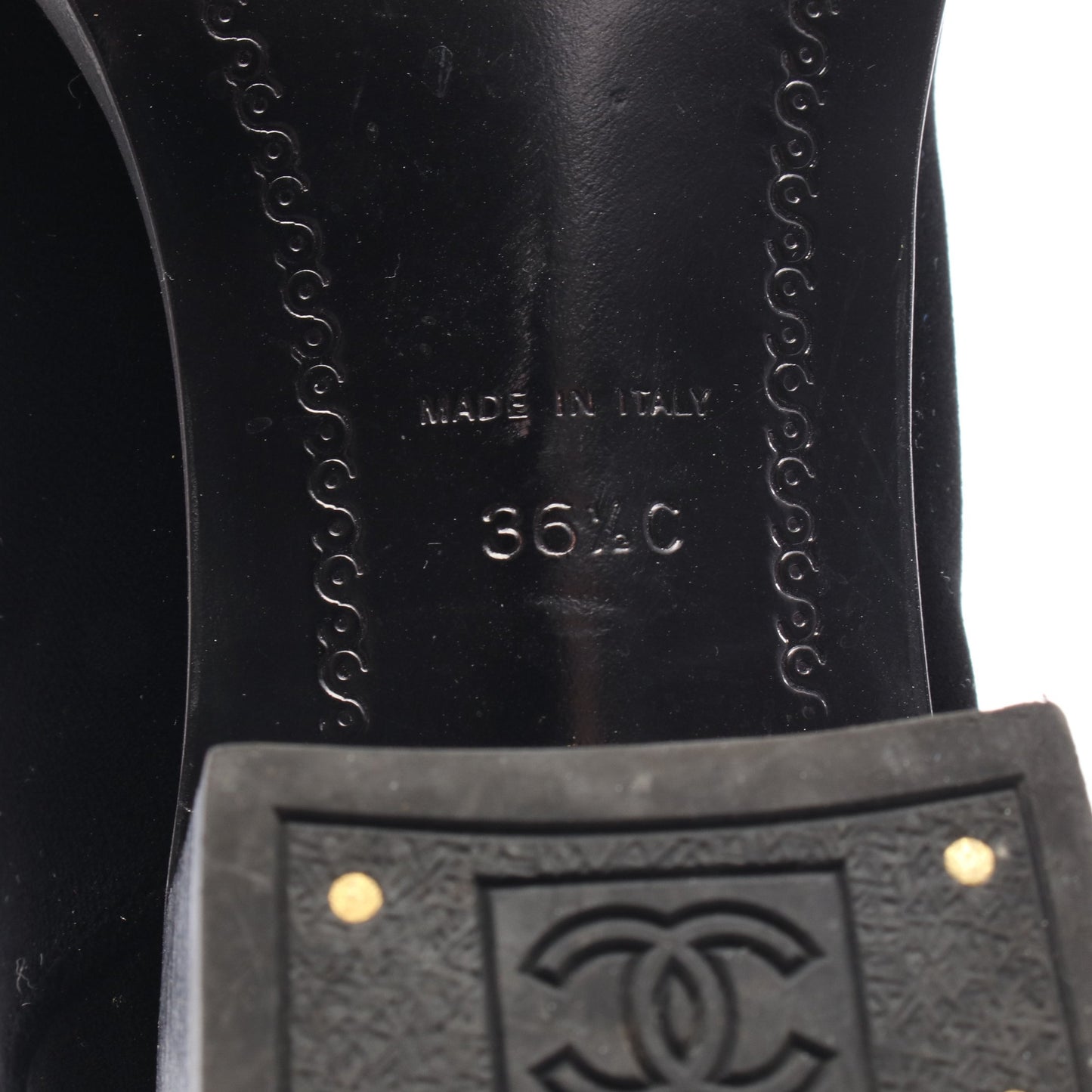 ココマーク ロング ブーツ ベロア ブラック シャネル シューズ CHANEL
