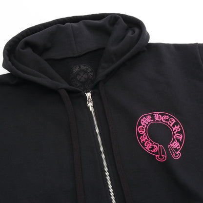 ホースシュー フローラルクロス ダガージップ ジップアップパーカー コットン ブラック ピンク クロムハーツ トップス Chrome Hearts