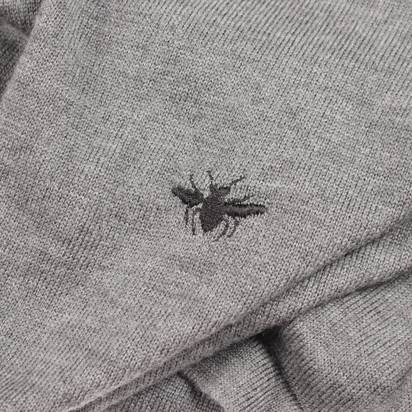 BEE刺繍 長袖 ニット ポロシャツ ウール グレー ディオールオム トップス Dior HOMME