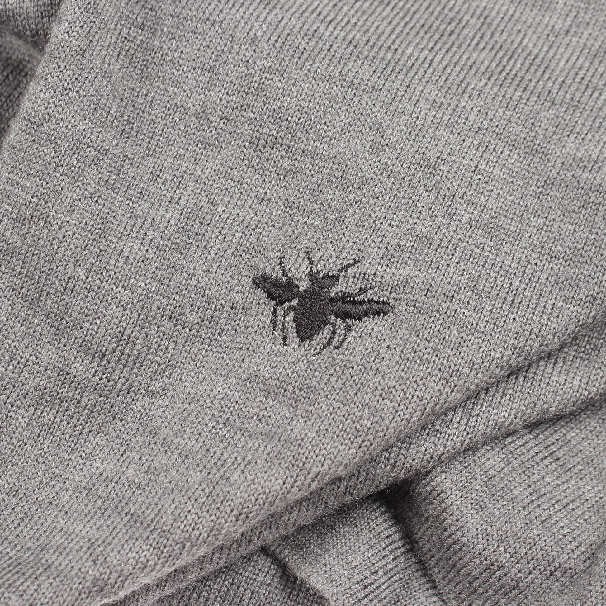 BEE刺繍 長袖 ニット ポロシャツ ウール グレー ディオールオム トップス Dior HOMME