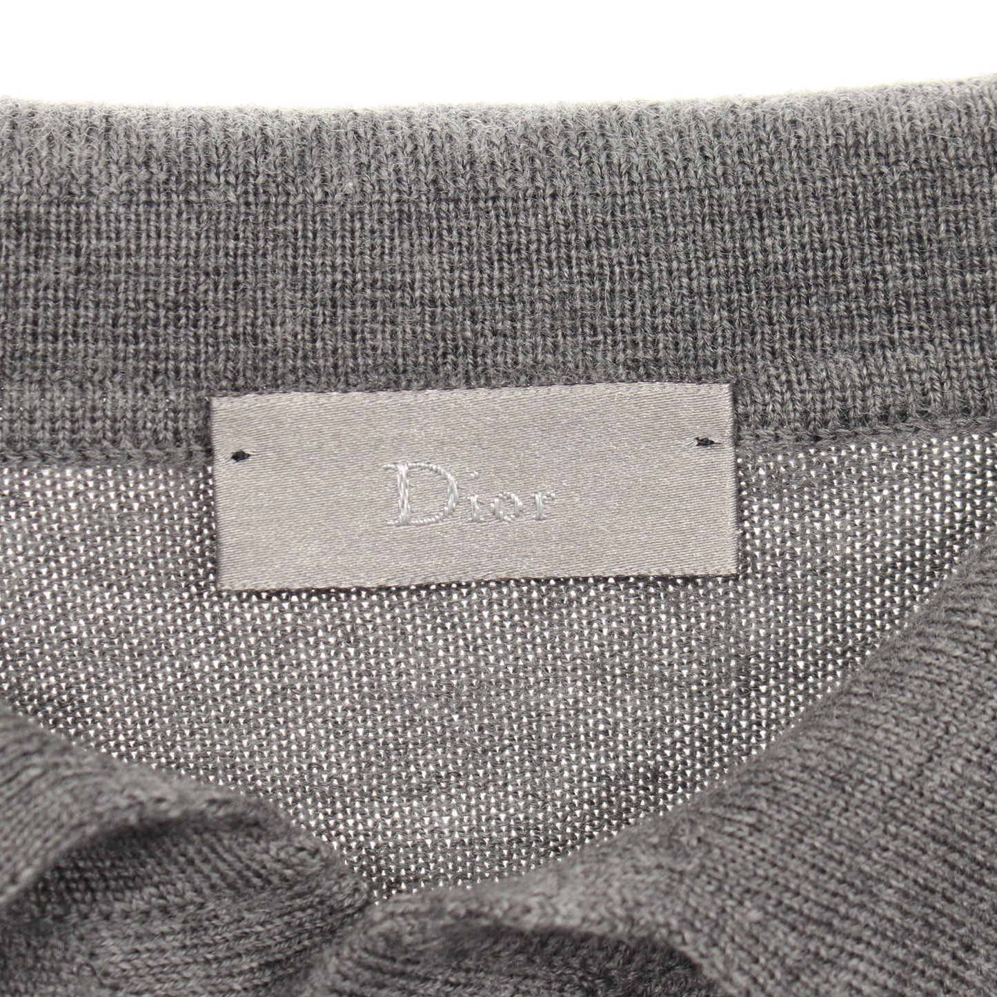 BEE刺繍 長袖 ニット ポロシャツ ウール グレー ディオールオム トップス Dior HOMME