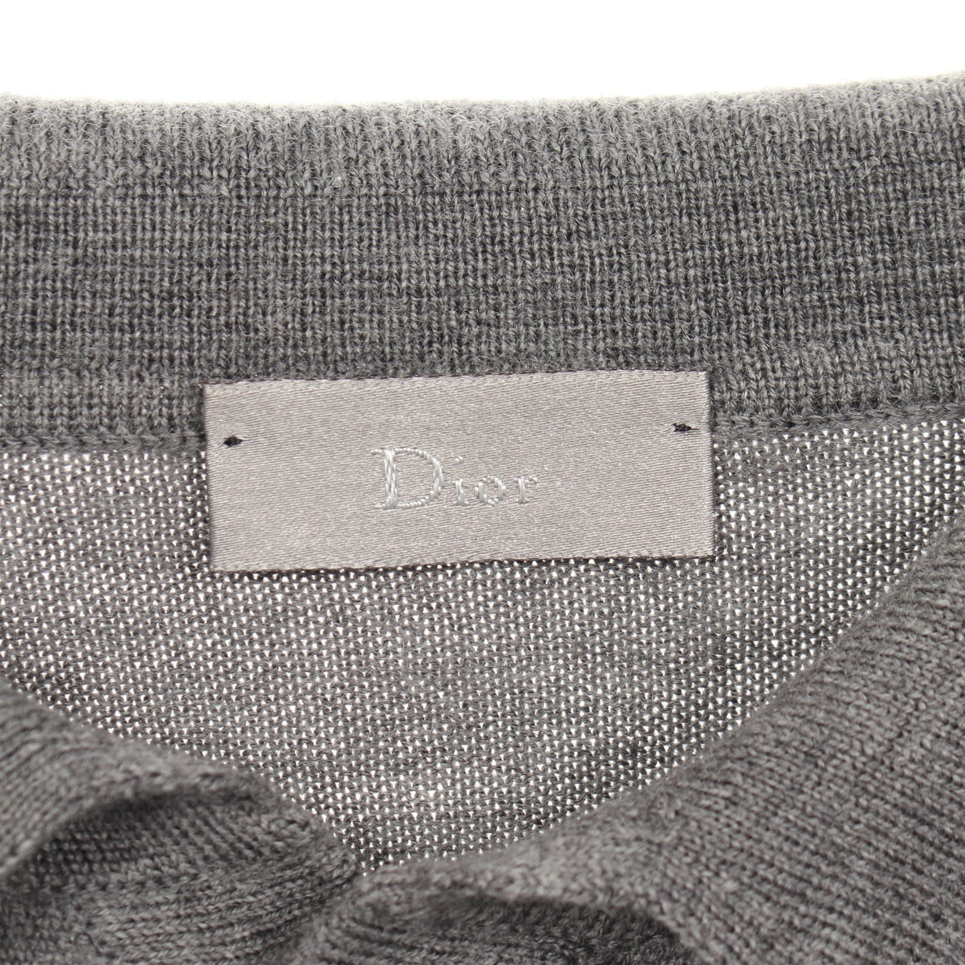 BEE刺繍 長袖 ニット ポロシャツ ウール グレー ディオールオム トップス Dior HOMME