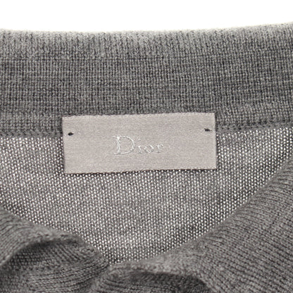 BEE刺繍 長袖 ニット ポロシャツ ウール グレー ディオールオム トップス Dior HOMME