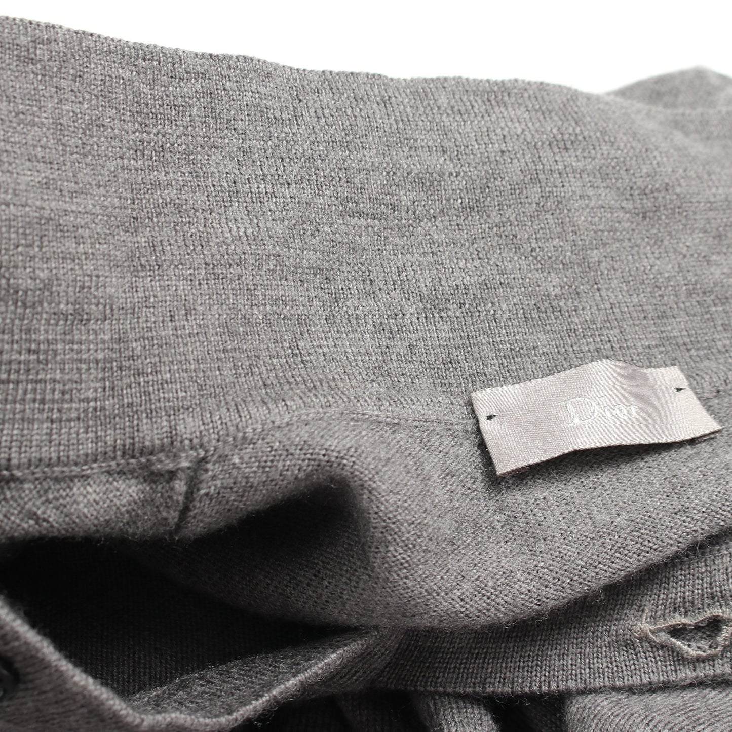BEE刺繍 長袖 ニット ポロシャツ ウール グレー ディオールオム トップス Dior HOMME