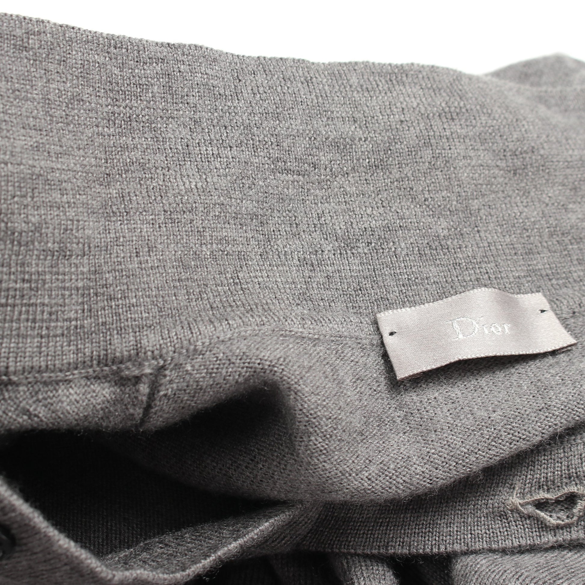BEE刺繍 長袖 ニット ポロシャツ ウール グレー ディオールオム トップス Dior HOMME