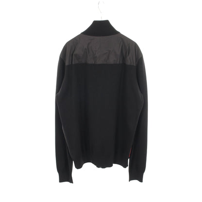 ニット切替 ジャケット ブルゾン ウール ナイロン ブラック プラダ アウター PRADA