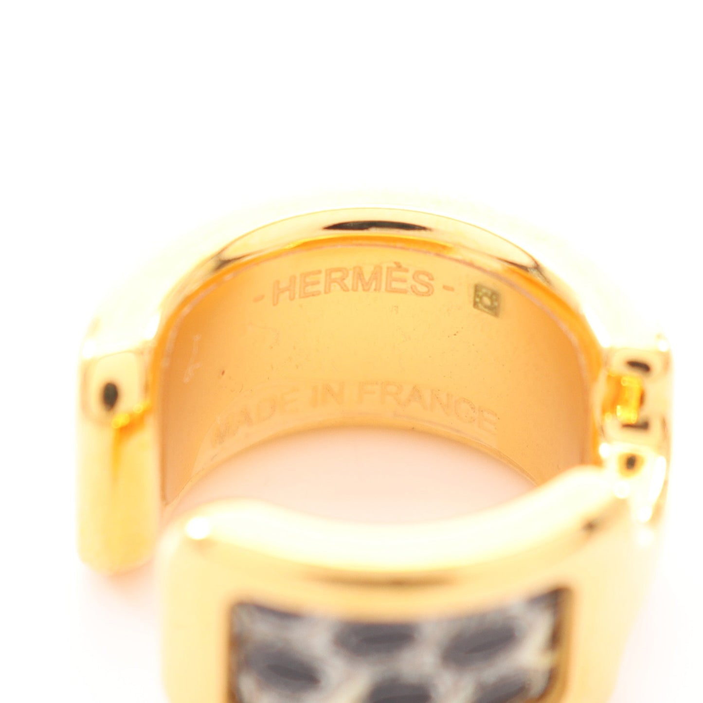 オランプPM イヤーカフ GP レザー ゴールド ブラック エルメス アクセサリー HERMES