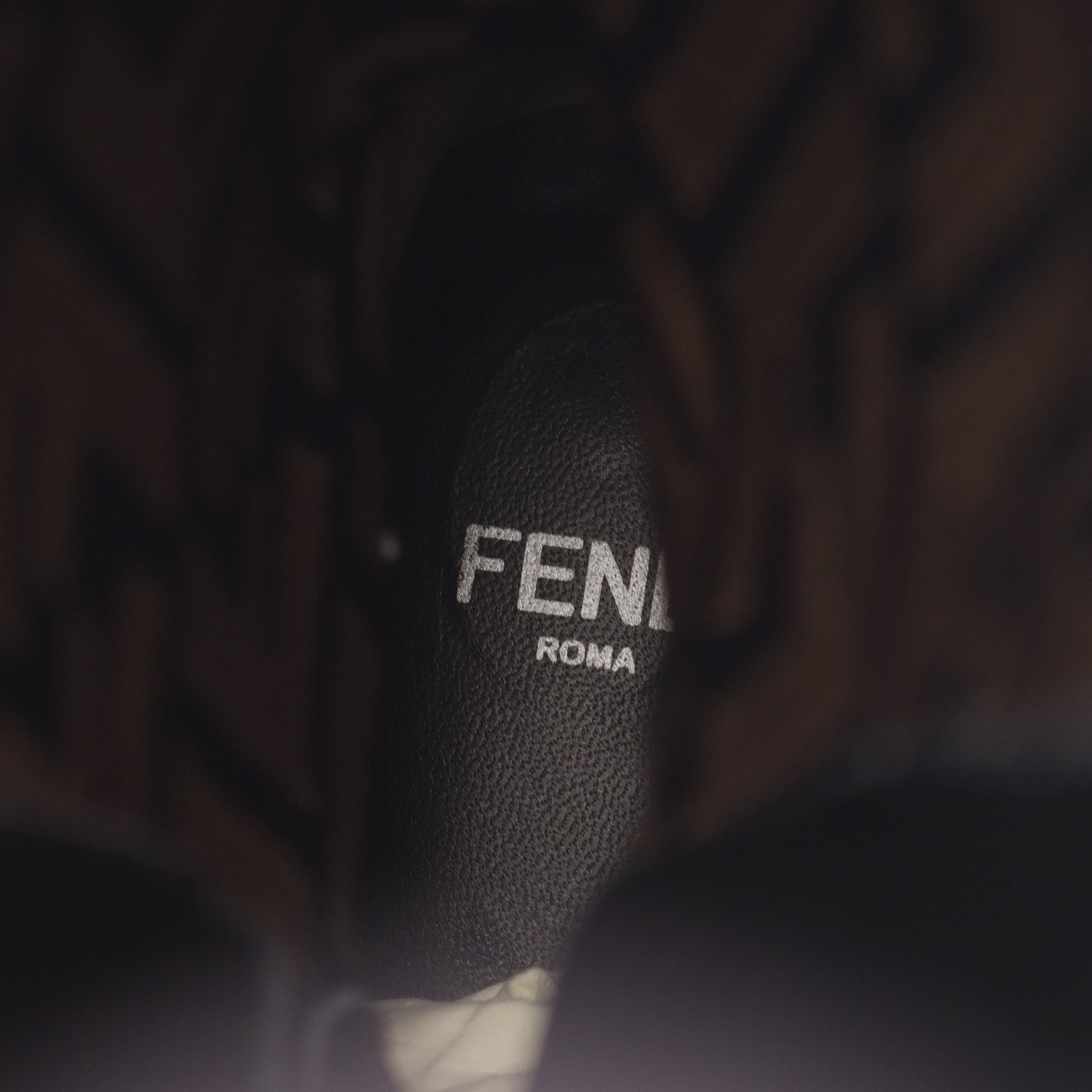 ズッカ ロング ブーツ ファブリック レザー ベージュ ブラック フェンディ シューズ FENDI
