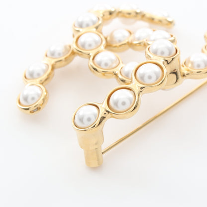 ココマーク ブローチ GP フェイクパール ゴールド オフホワイト I24S シャネル アクセサリー CHANEL