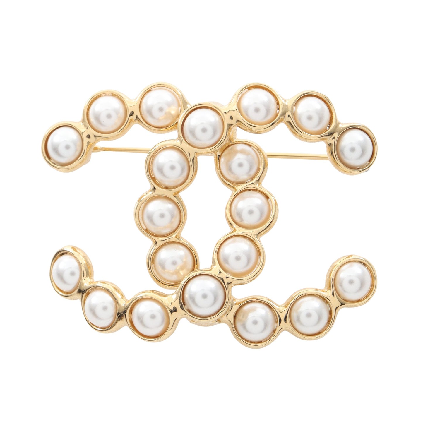 ココマーク ブローチ GP フェイクパール ゴールド オフホワイト I24S シャネル アクセサリー CHANEL