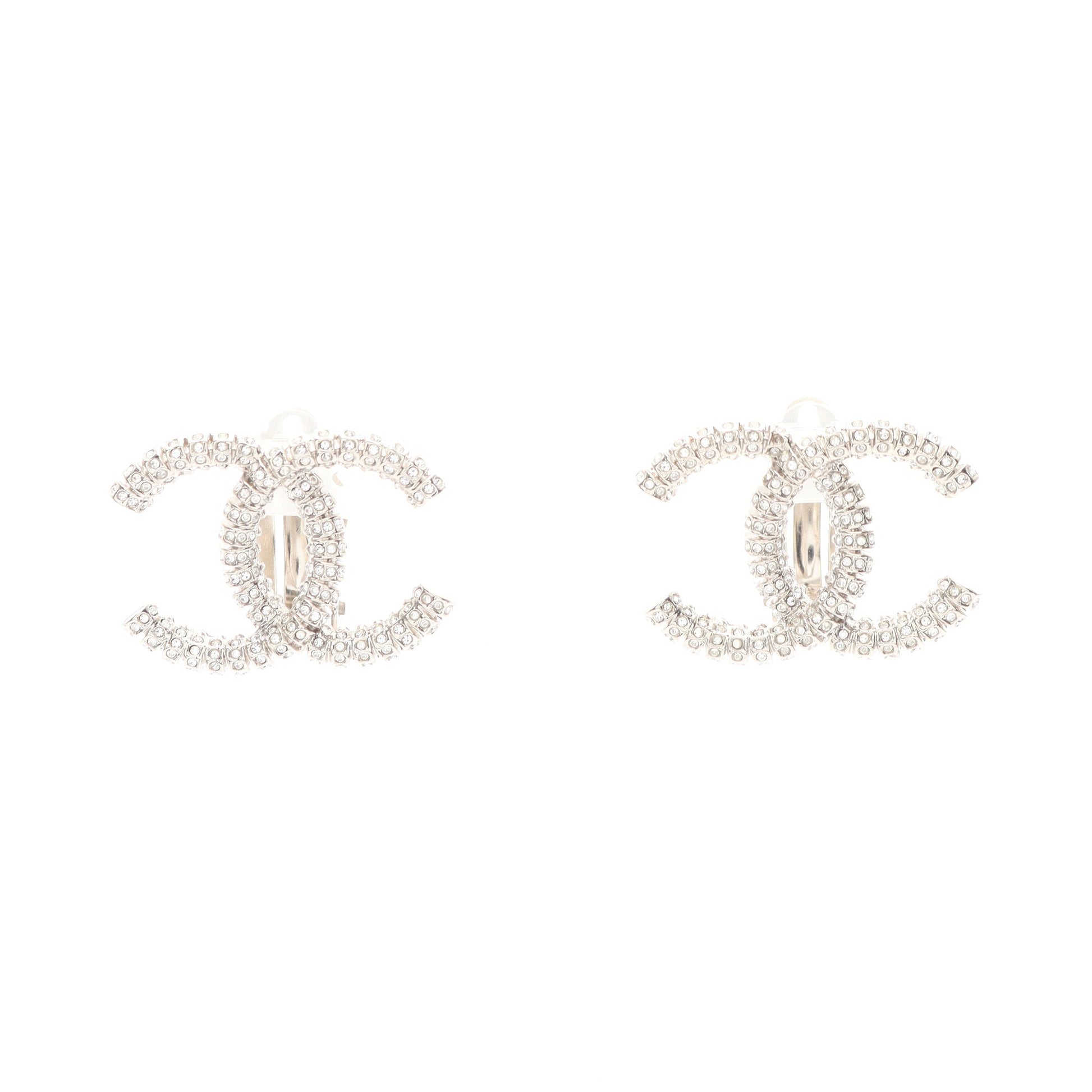 ココマーク A23P イヤリング ラインストーン シルバー クリア シャネル アクセサリー CHANEL