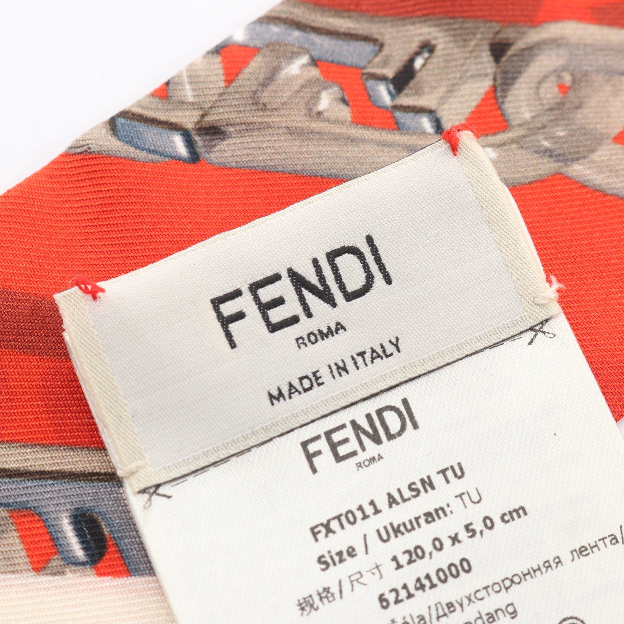 cana4119♡FENDI フェンディ　ラッピー　赤 WRAPPY ラッピー スカーフ シルク レッド ブラウン マルチカラー