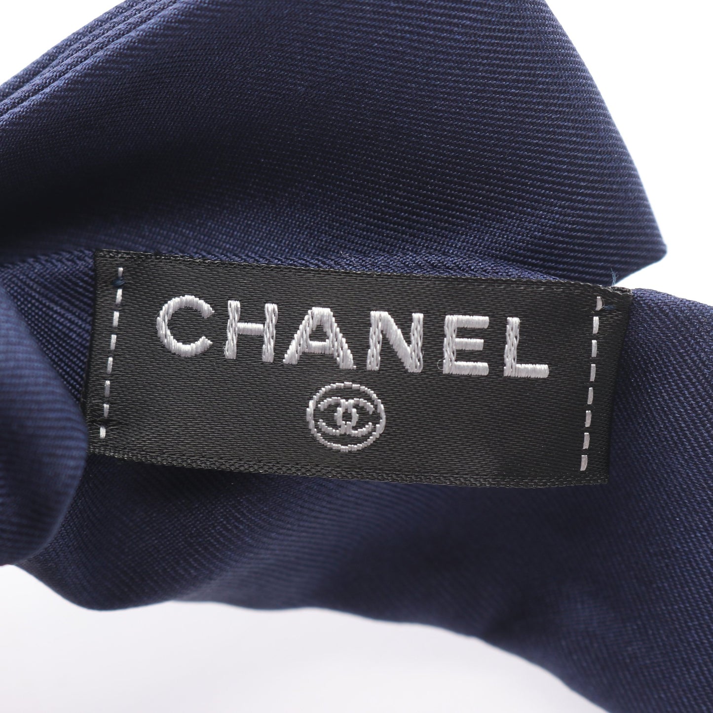 ロゴ リボンシュシュ ヘアアクセサリー シルク ネイビー シャネル アクセサリー CHANEL
