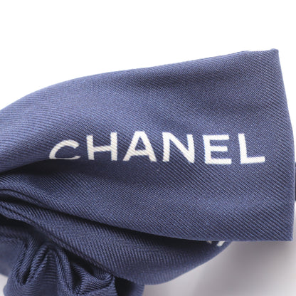ロゴ リボンシュシュ ヘアアクセサリー シルク ネイビー シャネル アクセサリー CHANEL