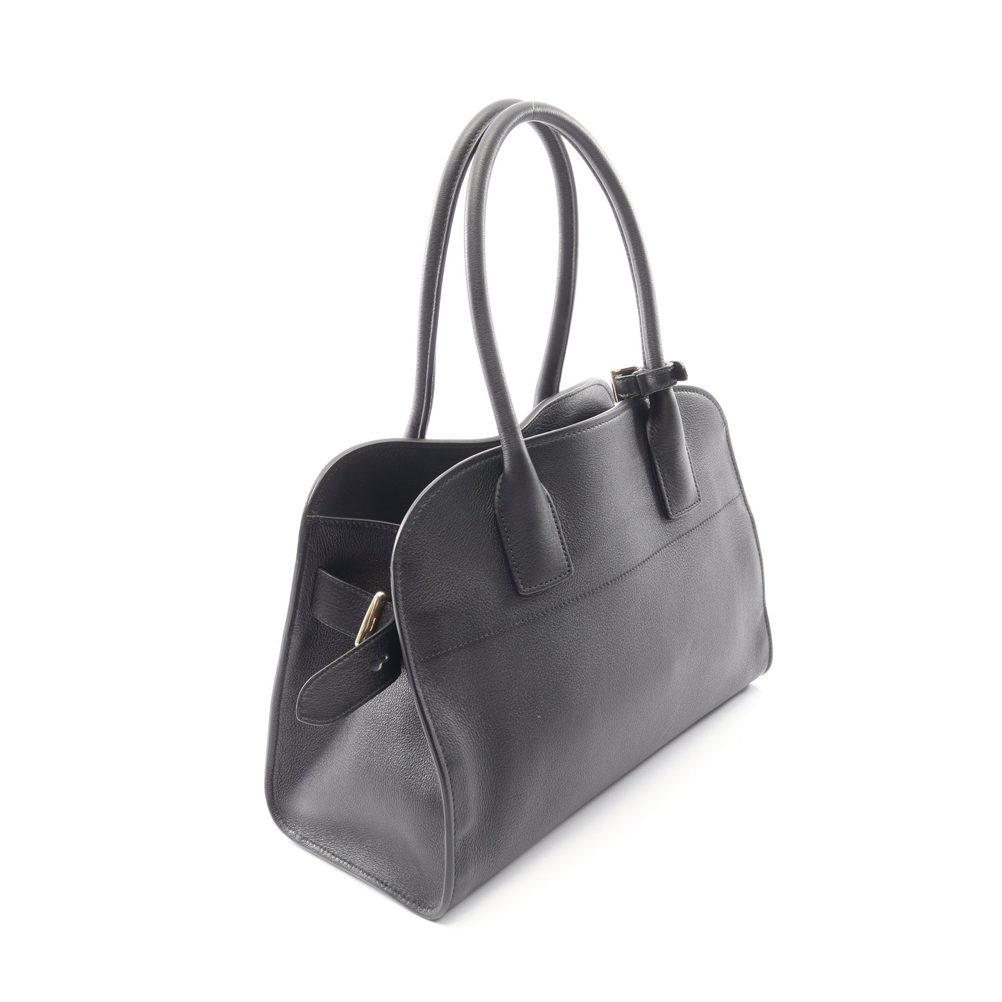 SOFT GLAIN ミディアム ハンドバッグ トートバッグ レザー ブラック プラダ バッグ PRADA