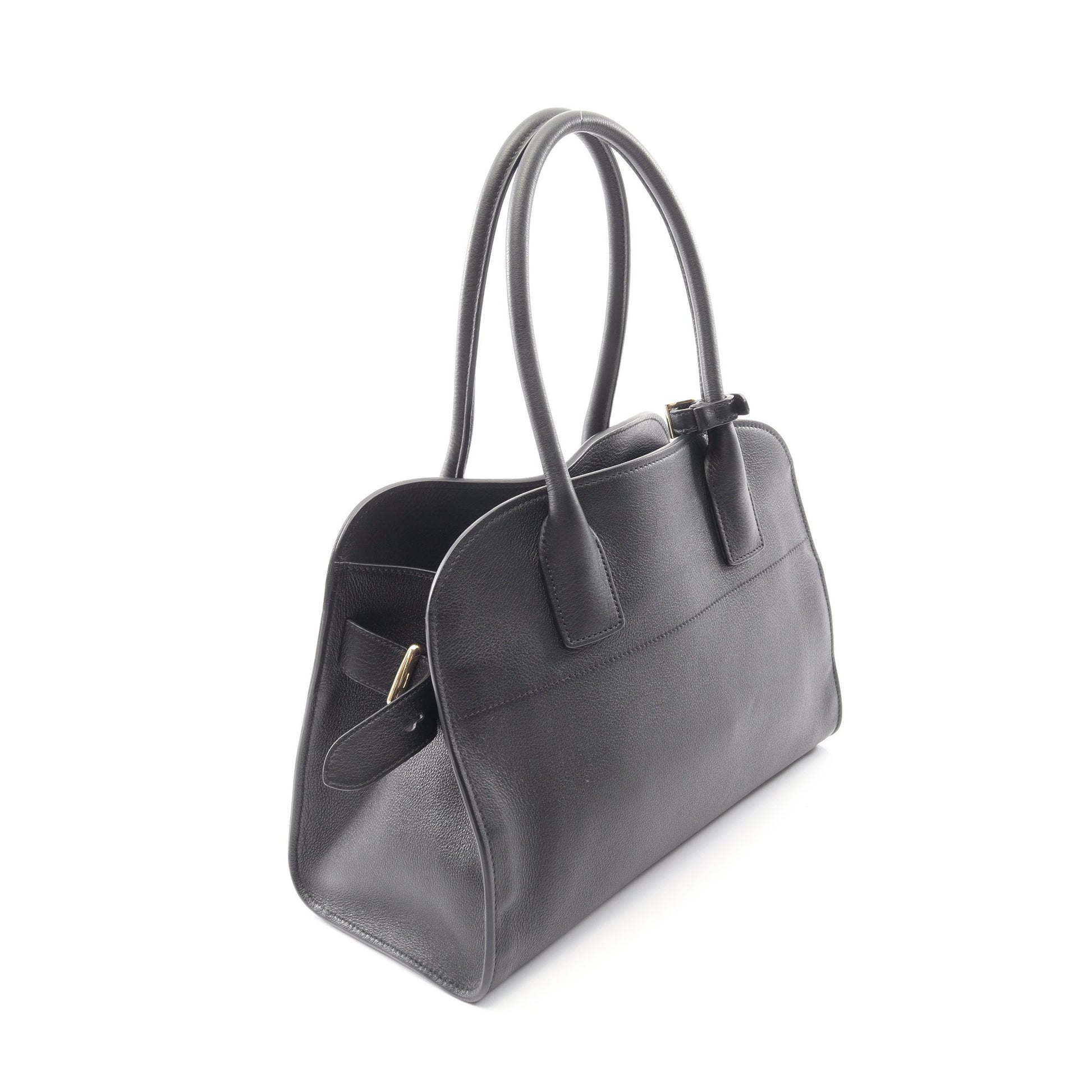 SOFT GLAIN ミディアム ハンドバッグ トートバッグ レザー ブラック プラダ バッグ PRADA