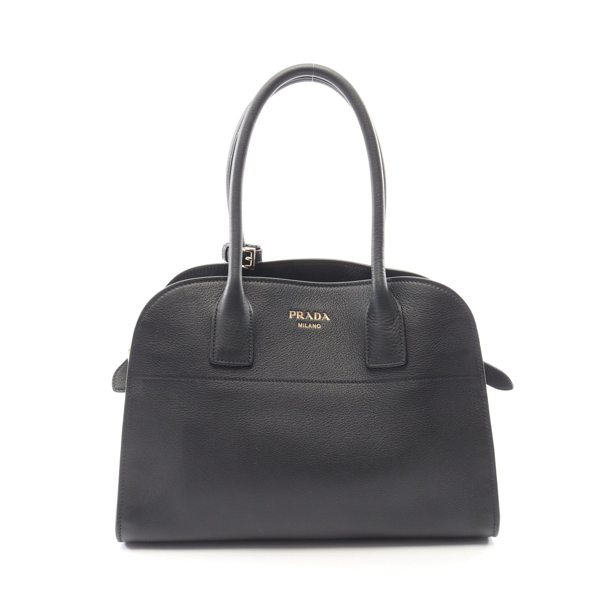 SOFT GLAIN ミディアム ハンドバッグ トートバッグ レザー ブラック プラダ バッグ PRADA