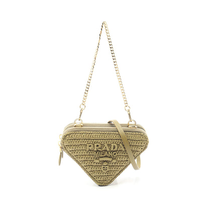 MINI CONTENITORI 2WAY チェーンハンドバッグ ラフィア レザー カーキグリーン プラダ バッグ PRADA
